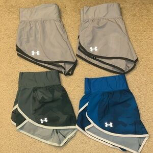 4 UNDER ARMOUR 2” RUNNING SHORTS, SIZE M